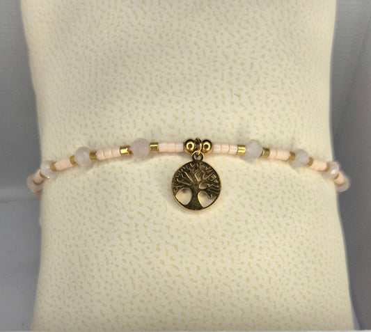 Bracelet arbre de vie quartz rose